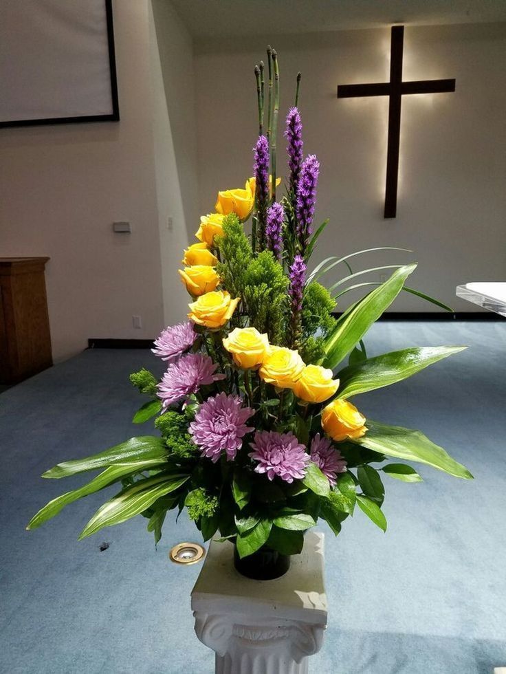 purple and yellow centerpiece